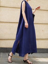 Loose Slit Sleeveless Dress_BDHL6266