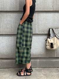 Checkered Balloon Cropped Pants_BDHL6136