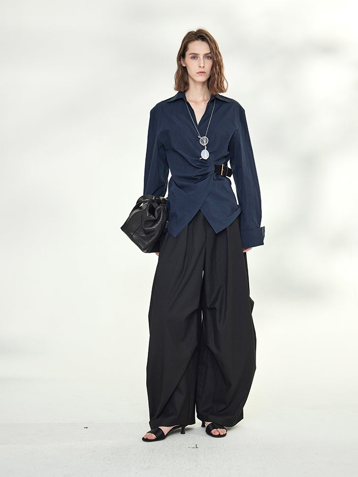 Asymmetrical Waist Belt Shirt_BDHL7789