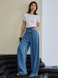 Wide Leg Draped Jeans Pants_BDHL6019