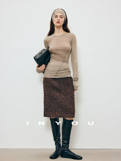 3D Lace Knee-Length Skirt_BDHL7905