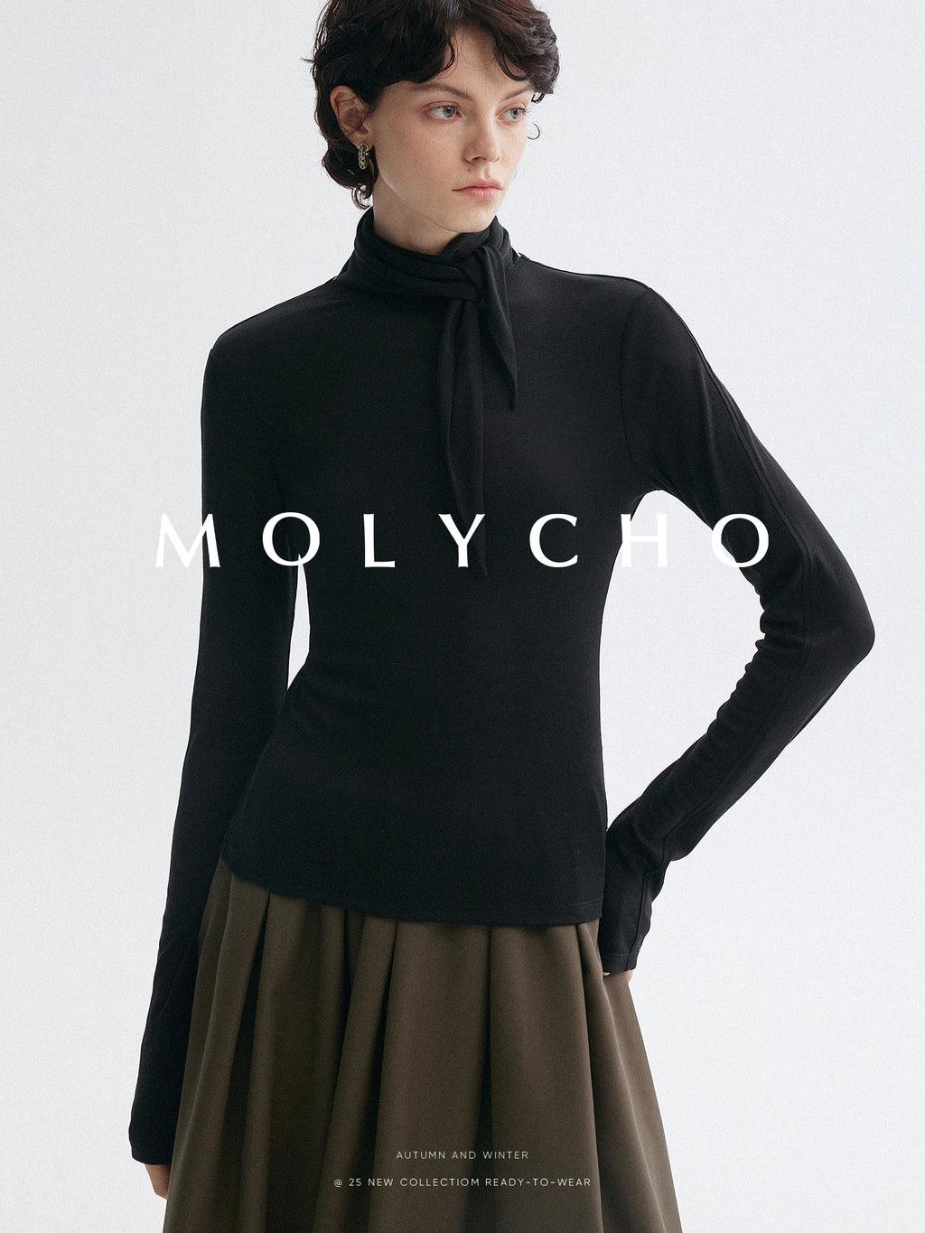 高領繫帶上衣_BDHL7951