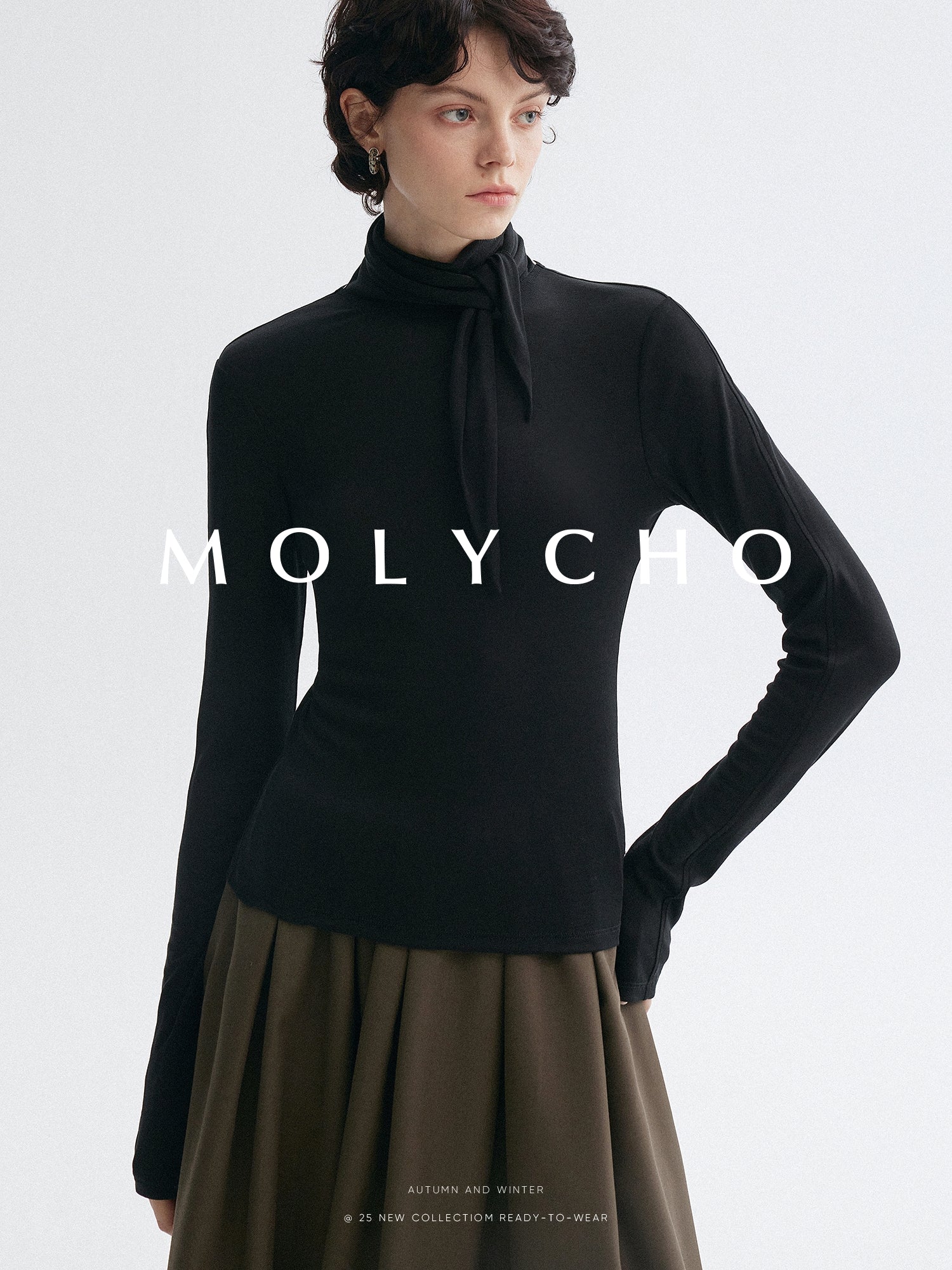 高領繫帶上衣_BDHL7951