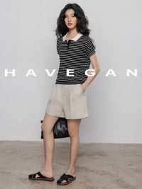 Polo Collar Border Tops_BDHL7232