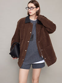 Contrast Collar Suede Jacket_BDHL6604