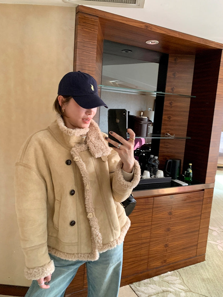 Stand-collar short-length jacket_BDHL8126