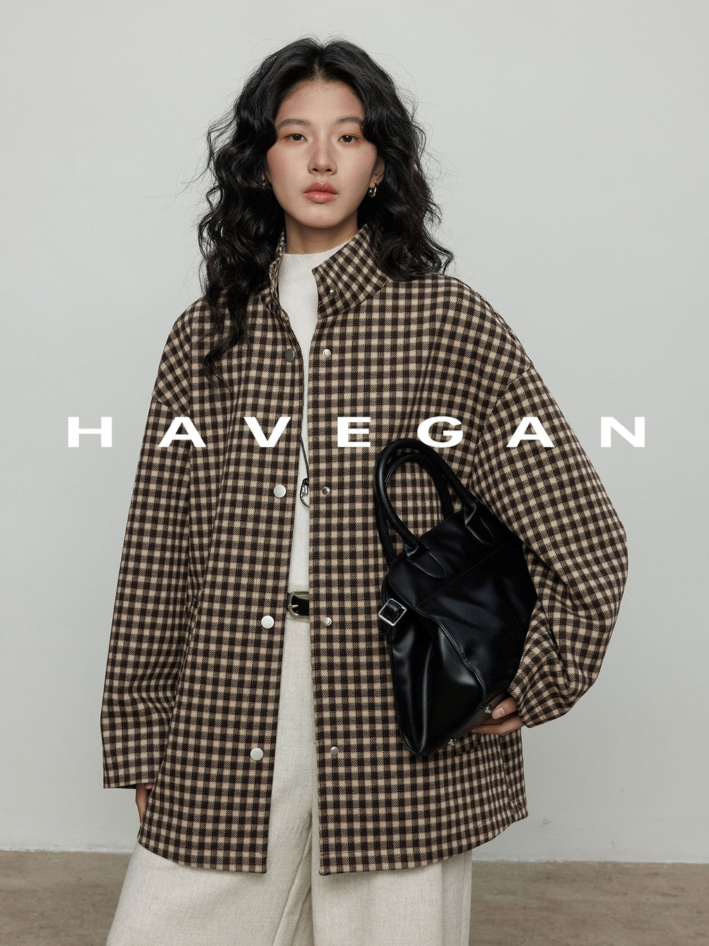 立領格紋上衣_BDHL7961