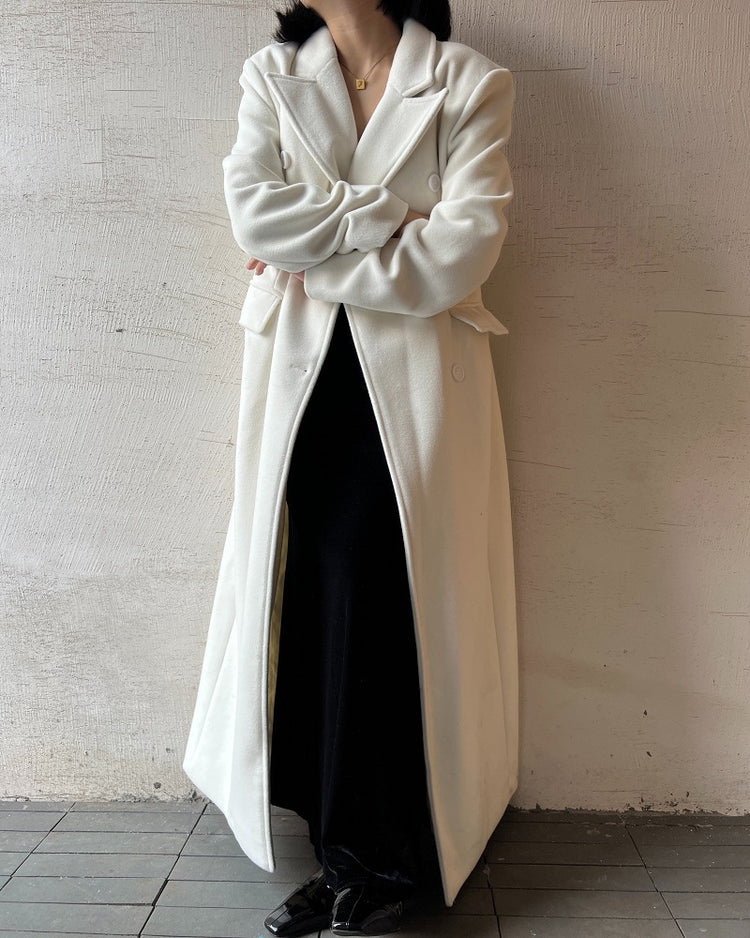 Waist double-breasted long coat_BDHL5326