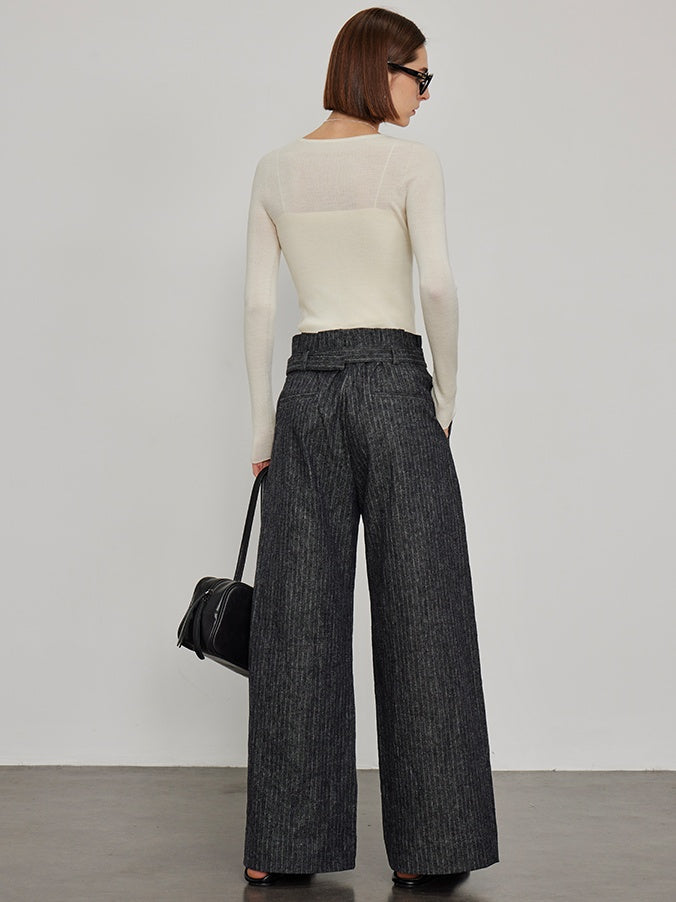 High-Waist Striped Tweed Pants_BDHL6443