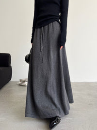 Knitted Draped Maxi-Length Skirt_BDHL6549