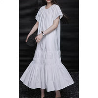 Oversized Shirring White Dress_BDHL5903