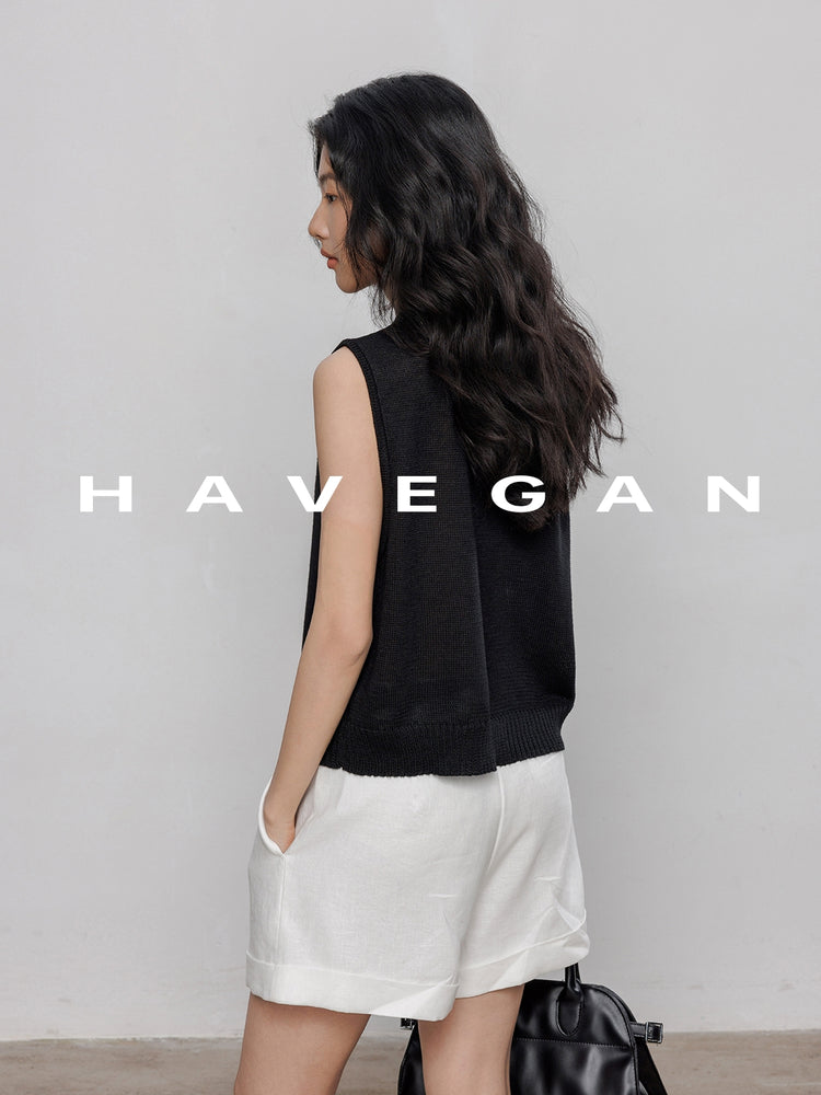 Round Neck Sleeveless Tops_BDHL7233