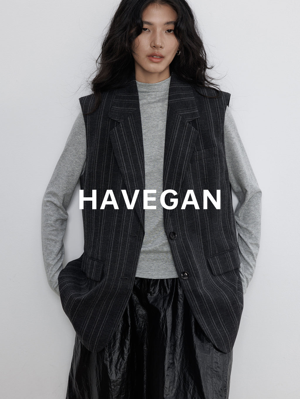 Striped Collared Mid-Length Gilet_BDHL7705