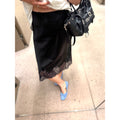 Acetate Satin Lace-Hem Midi Skirt_BDHL8330