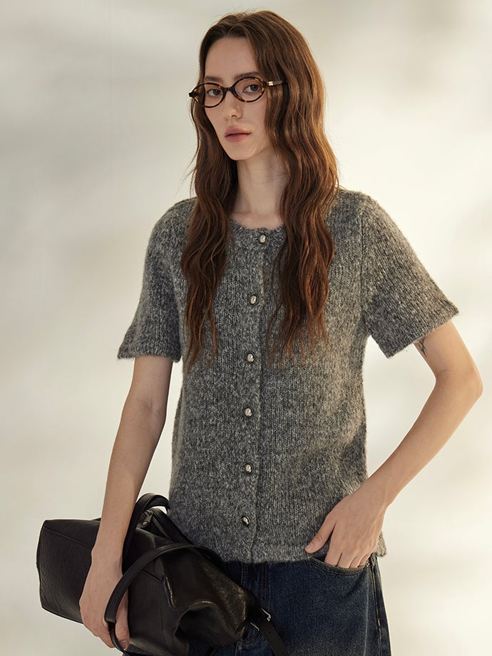 Round-Neck Knit Cardigan_BDHL7736