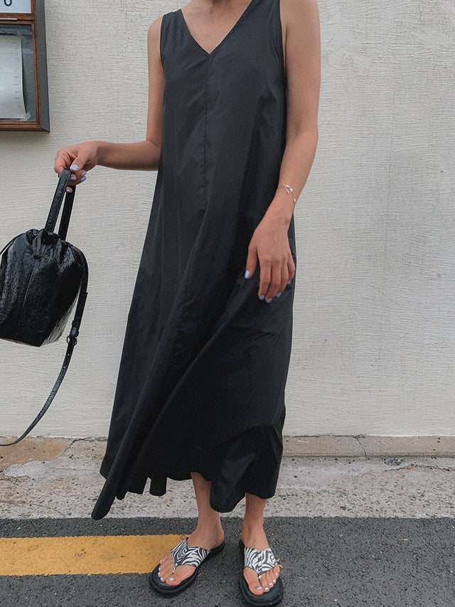 Loose Backless Suspender Dress_BDHL7247