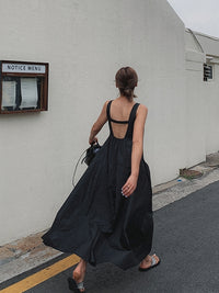 Loose Backless Suspender Dress_BDHL7247