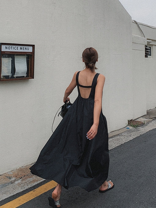 Loose Backless Suspender Dress_BDHL7247