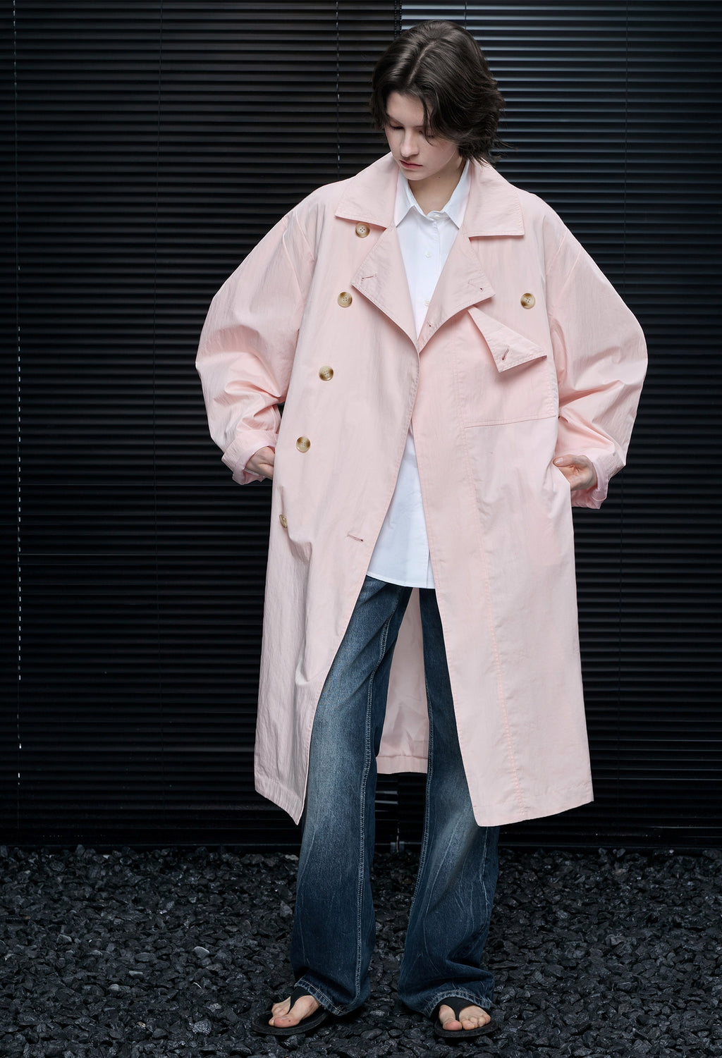 Pink Long Trench Coat_BDHL8175