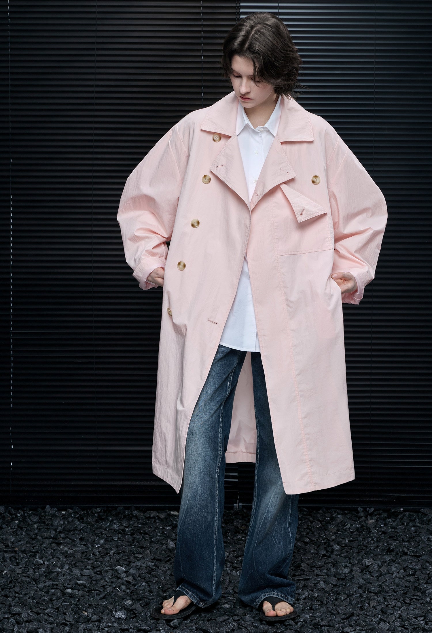 Pink Long Trench Coat_BDHL8175