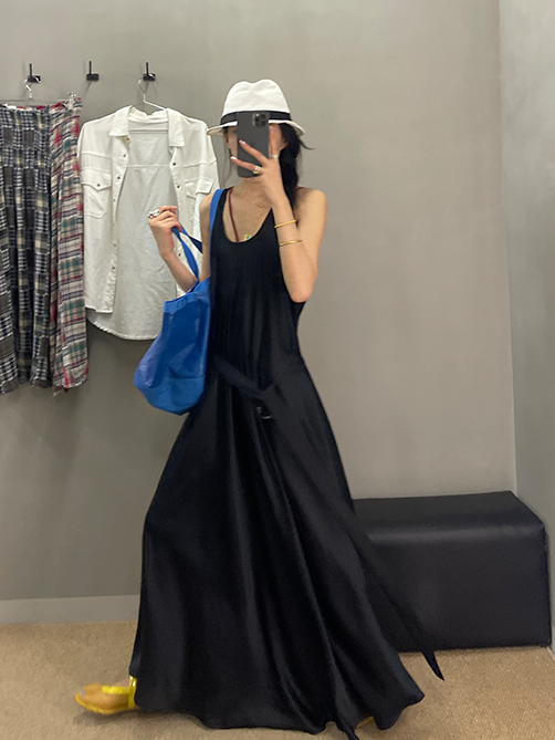 Waist Belt Sleeveless Dress_BDHL7656