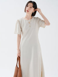 Back Bow Tie Loose Dress_BDHL6235