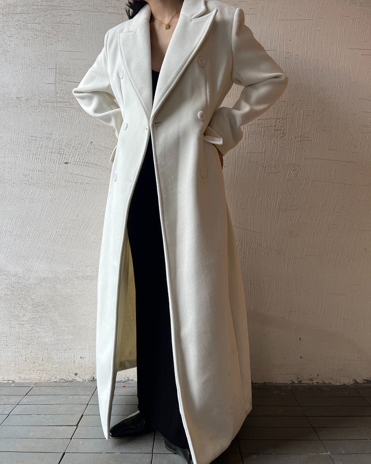 Waist double-breasted long coat_BDHL5326