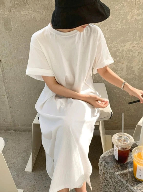 Short Sleeve Loose Straight Dress_BDHL6285