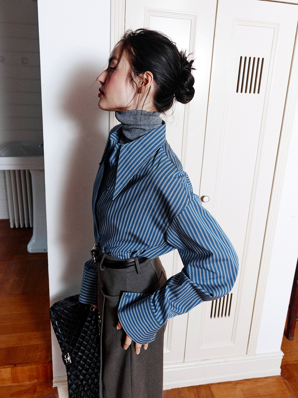 Stripe Waist Corset Shirt_BDHL8000