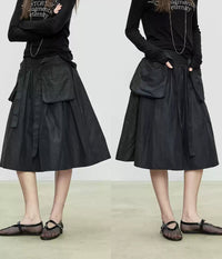 3D Pocket A-Line Black Skirt_BDHL7095