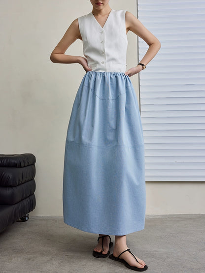 Slim Thin High Waist A-Line Skirt_BDHL5986