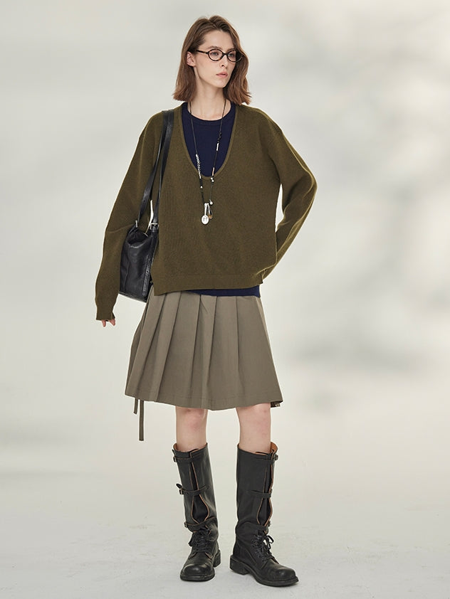 Two-Piece Style U-Neck Knit Tops_BDHL7746