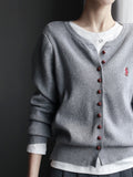 Round-Neck Embroidered Knit Cardigan_BDHL7764