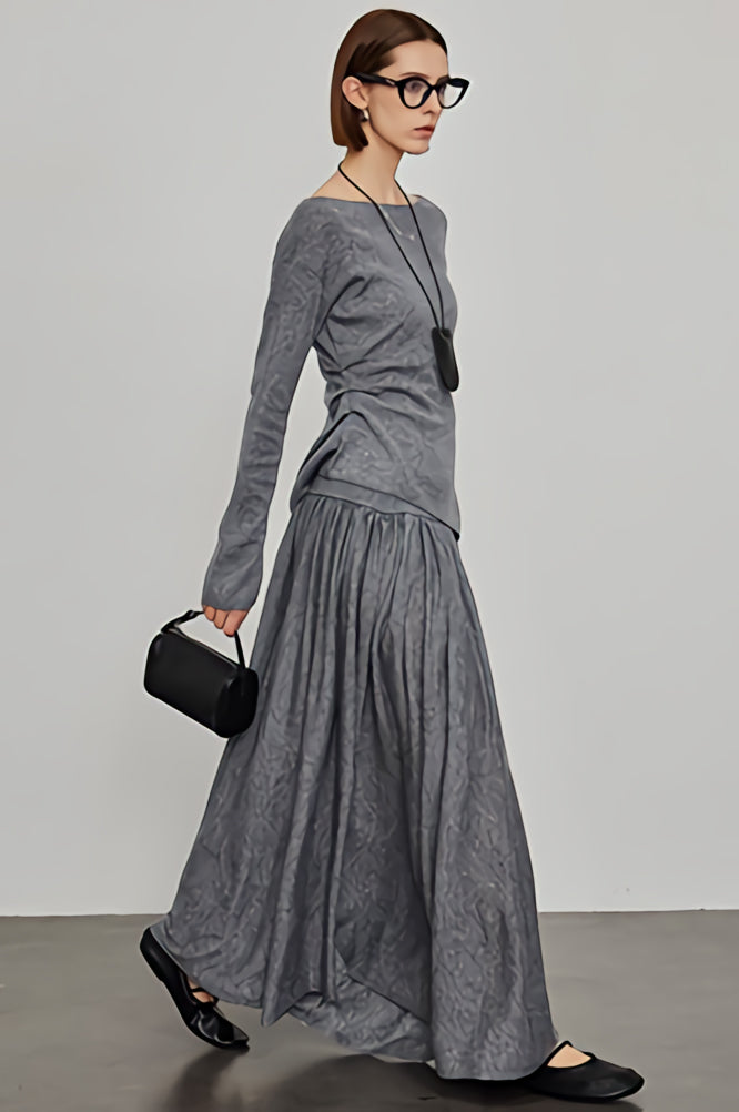 Knitted Slit Tops or Pleated Skirt_BDHL6450