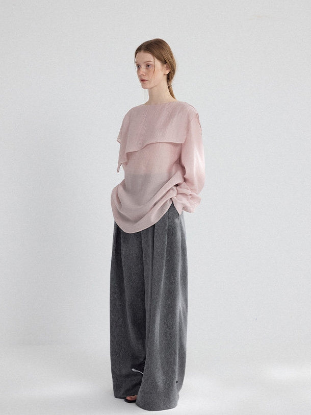 Asymmetrical Loose-Collar Blouse_BDHL8155