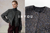 Collarless Tweed Short Coat_BDHL6585