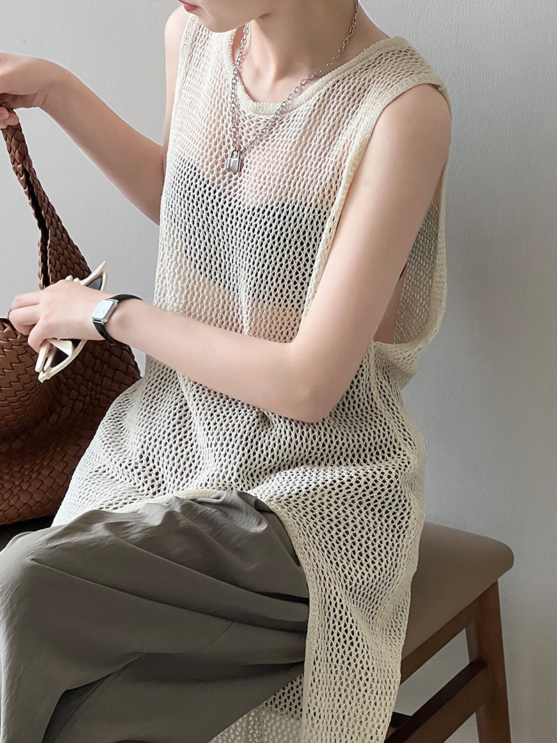 Hollow Long Sleeveless Tops_BDHL7561