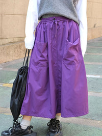 3D Pocket A-Line Long Skirt_BDHL6532