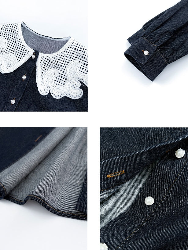 Corrugated Collar Denim Jacket_BDHL6435