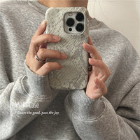 Mist Gray Snake Embossed Leather Phone Case_HL3269