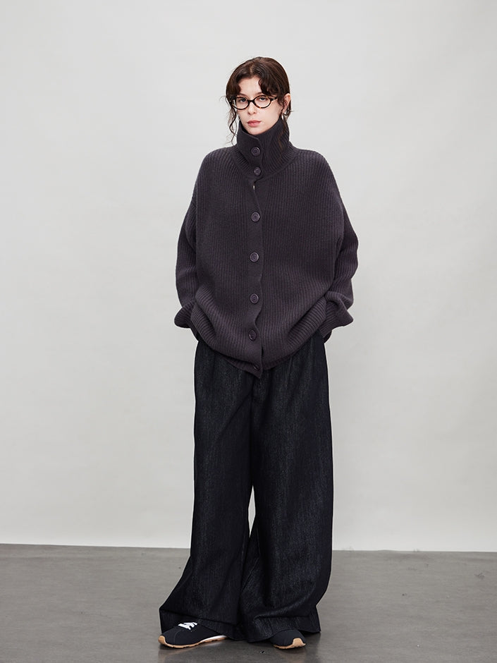 厚針織長版翻領開襟衫_BDHL7942