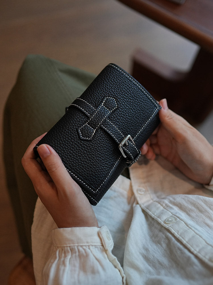 Leather Tri-Fold Jewelry Roll Pouch_BDHL8434
