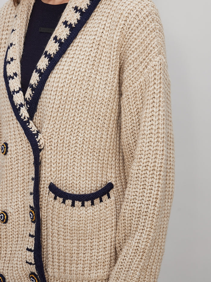 V-Neck Chunky Knit Cardigan_BDHL7989