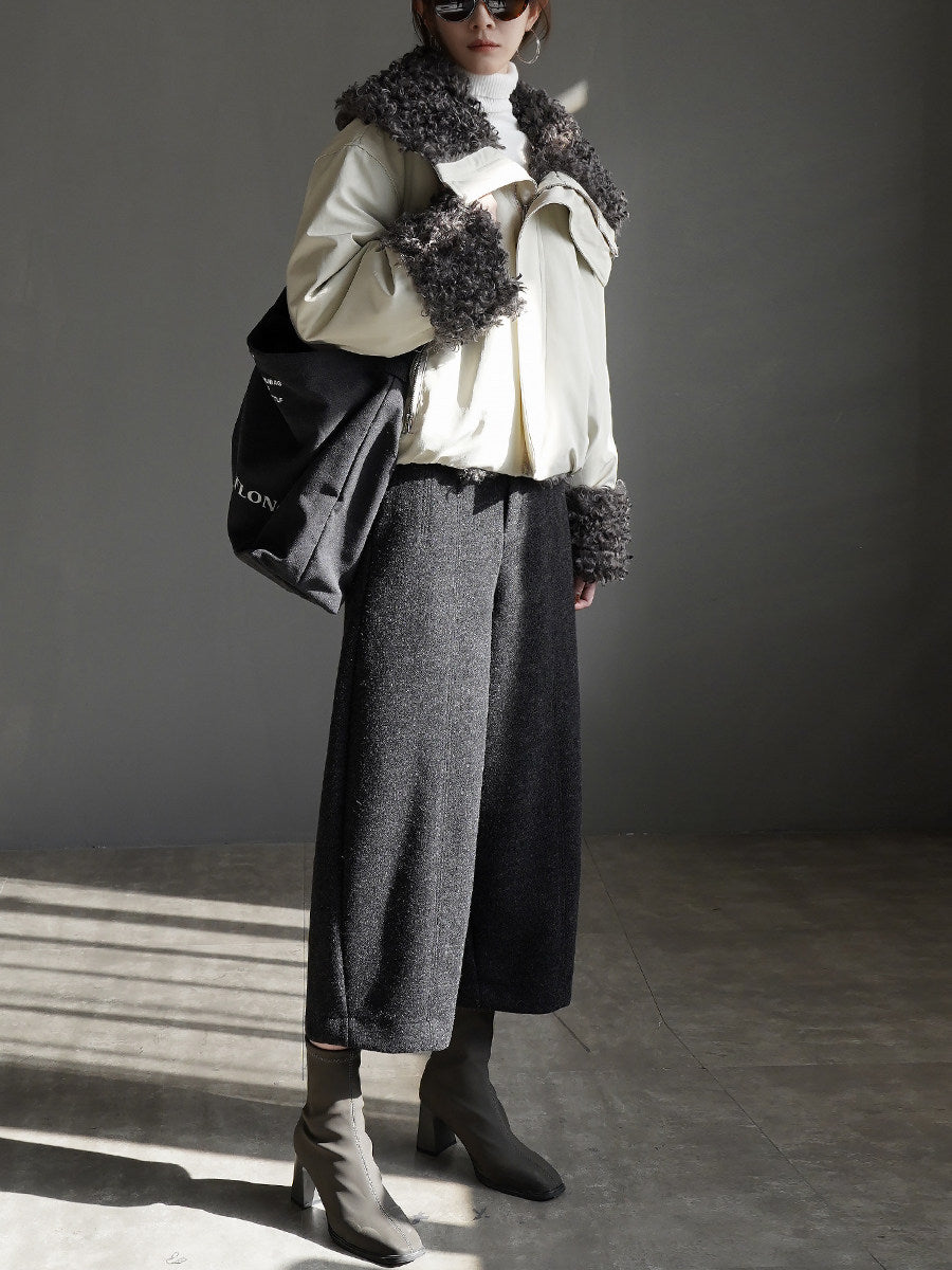 毛絨內襯拉鍊短外套_BDHL8067