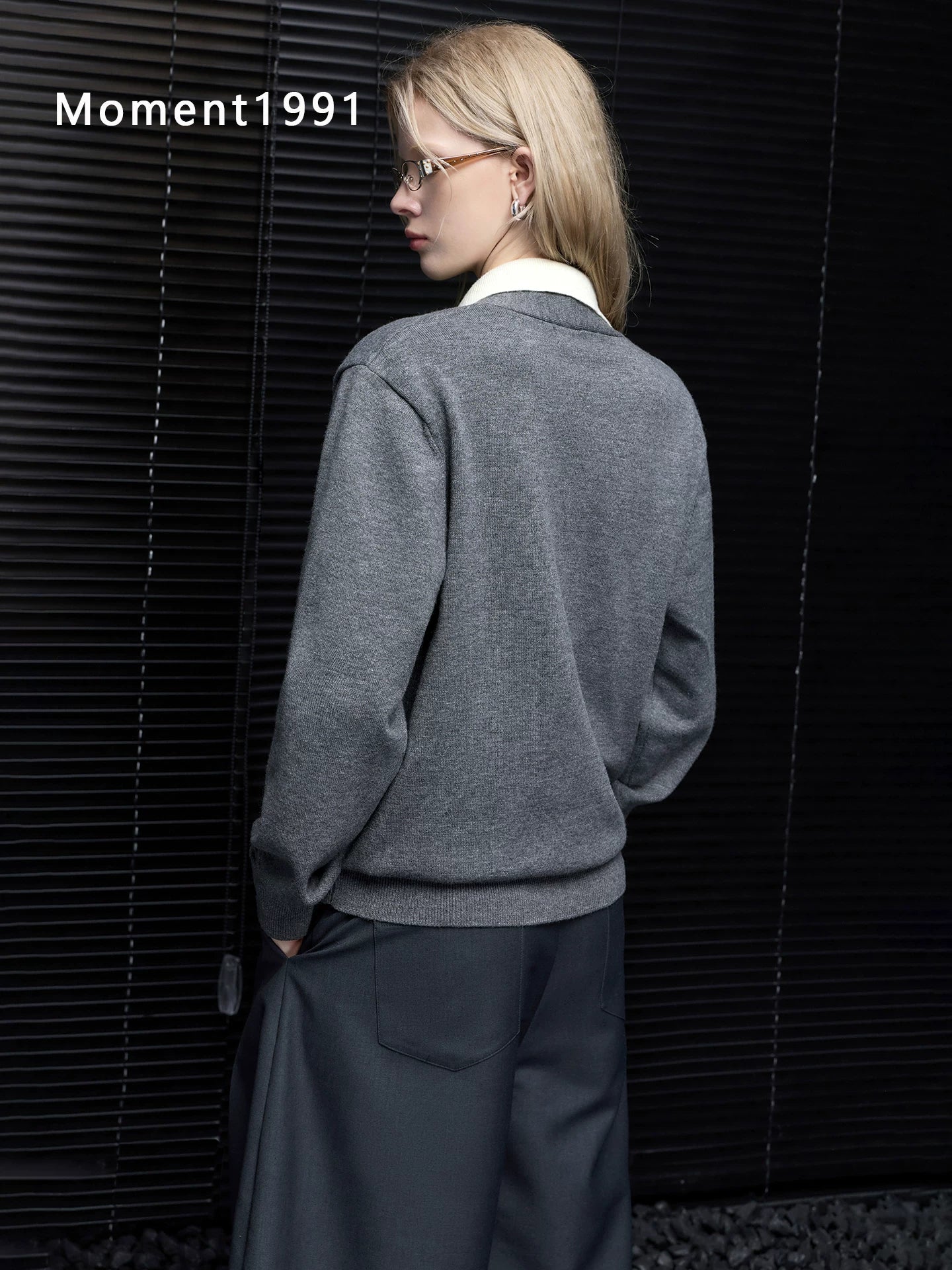 Layered Look Collared Knit Cardigan_BDHL8411