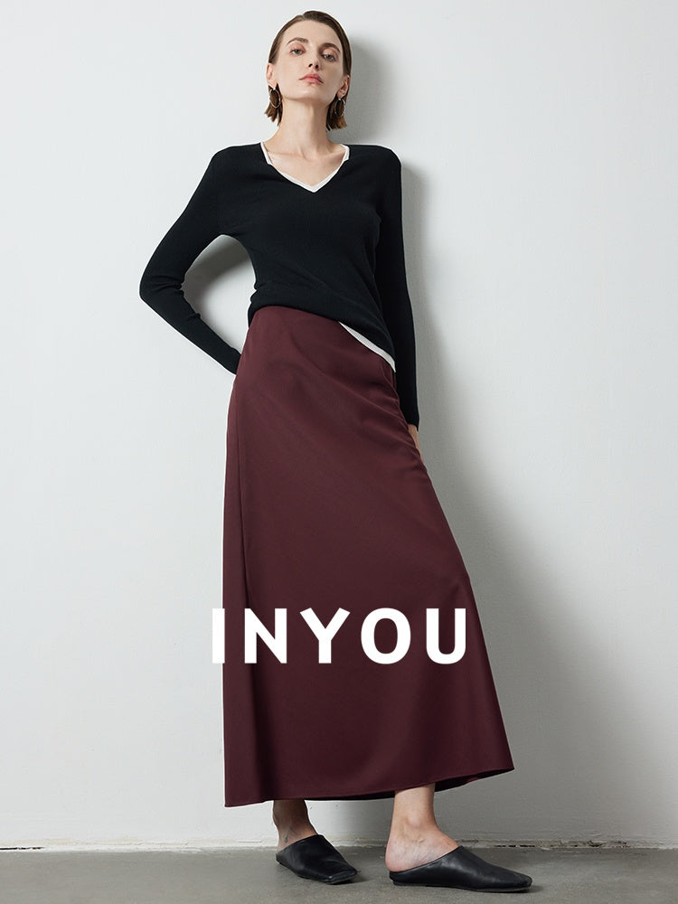 Tucked Straight Long Skirt_BDHL6387