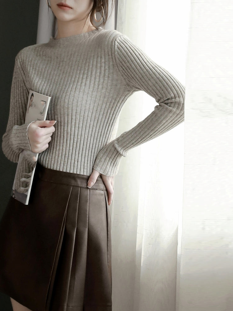 Half-Turtleneck Slim Rib Knit_BDHL6874