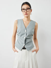 V-neck Slim-Fit Suit Vest_BDHL6020