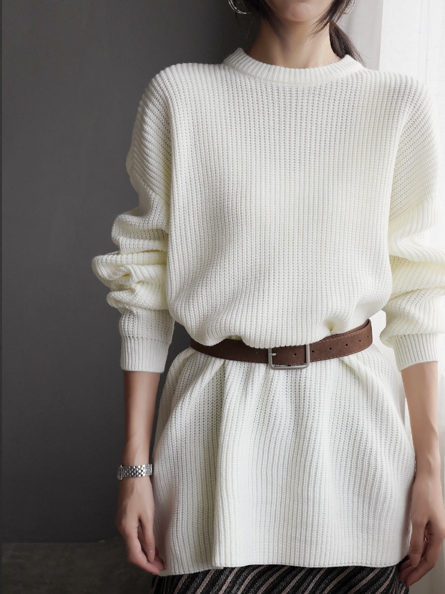 Crew-Neck Loose-Fit Knit Tops_BDHL7932