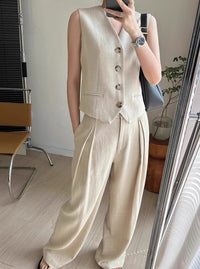 V-Neck Vest and Mop Pants Set_BDHL6194